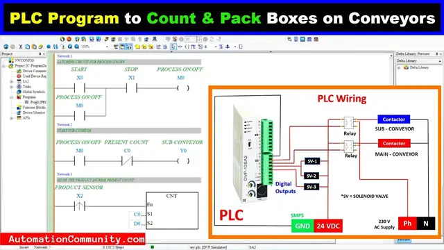 Video thumbnail for PLC Program to Count and Pack Boxes on Conveyors - Example Logics