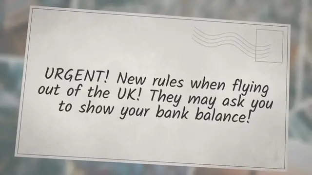 'Video thumbnail for URGENT! New rules when flying out of the UK! They may ask you to show your bank balance!'