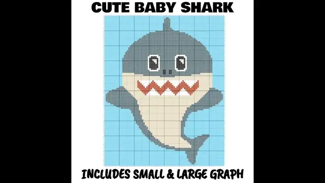 Video thumbnail for Cute Baby Shark C2C & Tapestry Crochet Pattern & Chart | Magic Yarn Pixels