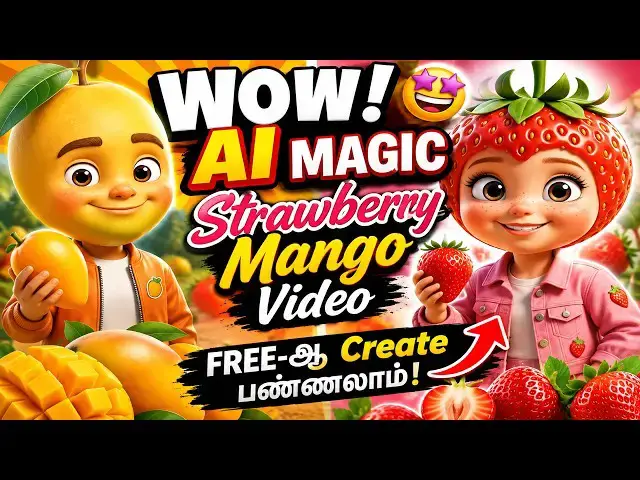 Video thumbnail for Strawberry Mango AI Video Creation FREE 🔥 | Create 3D Cartoon Videos with AI Tamil