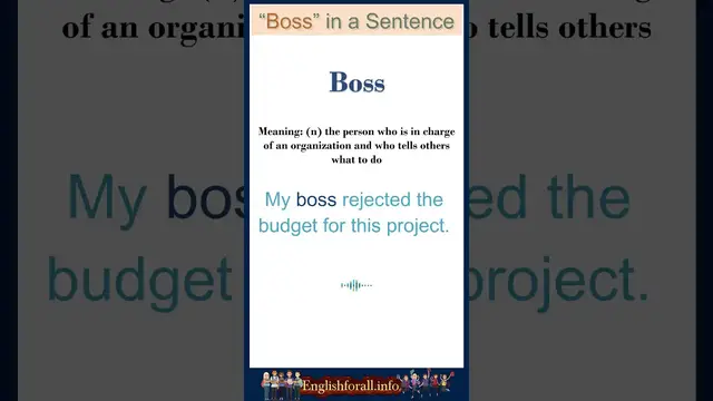 Video thumbnail for Boss meaning | Boss in a Sentence | Most common words in English #shorts