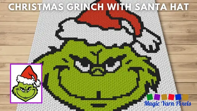 Video thumbnail for FREE GRAPH Christmas Grinch With Santa Hat C2C & Tapestry Crochet Pattern | Magic Yarn Pixels