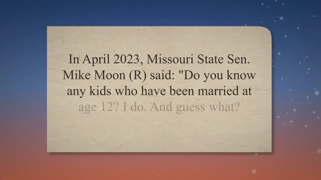 Video thumbnail for Missouri State Senator on ’12-Year-Old Marriage’