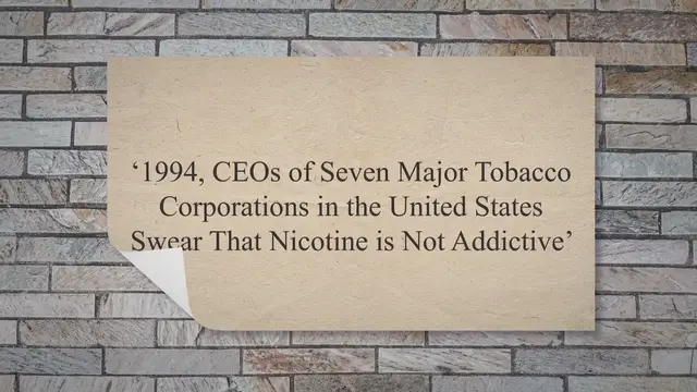Video thumbnail for ‘1994, CEOs of Seven Major Tobacco Corporations in the United States Swear That Nicotine is Not Addictive’