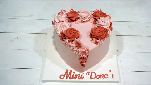 Video thumbnail for Pink flower heart cake decoration for birthday