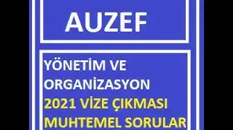 Video thumbnail for Yönetim ve Organizasyon Vize 2021 Çıkması Muhtemel Sorular