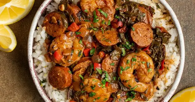 'Video thumbnail for Cajun shrimp and sausage skillet'