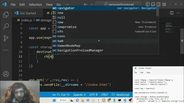Video thumbnail for Node.js Fluent FFMPEG Project to Generate Video Thumbnail as PNG Image at Certain Time in Express