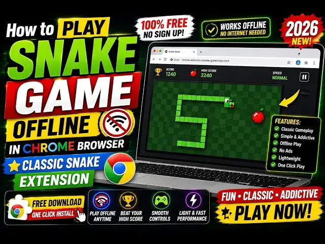 Video thumbnail for How to Play Snake Game Offline in Chrome Browser - Classic Snake Extension Free Download