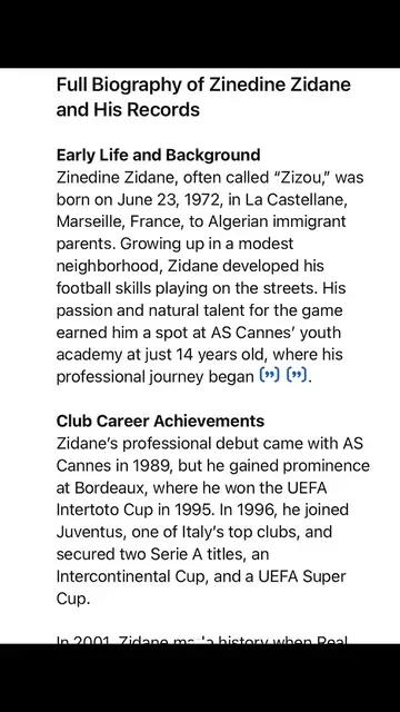 Video thumbnail for Full Biography of Zinedine Zidane and His Records