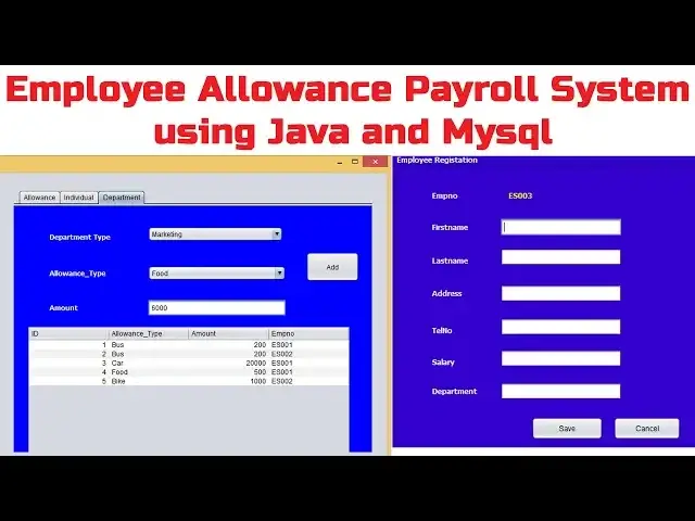 Video thumbnail for Employee Allowance Payroll System using Java and Mysql