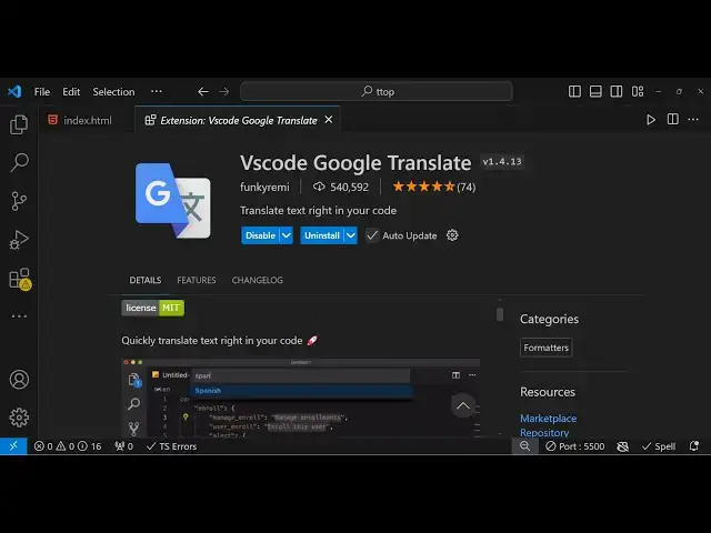 Video thumbnail for How to Integrate Google Translate in VS Code to Translate Code in Different Languages