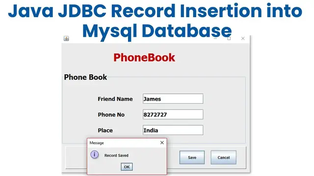 Video thumbnail for Java JDBC Record Insertion into Mysql database