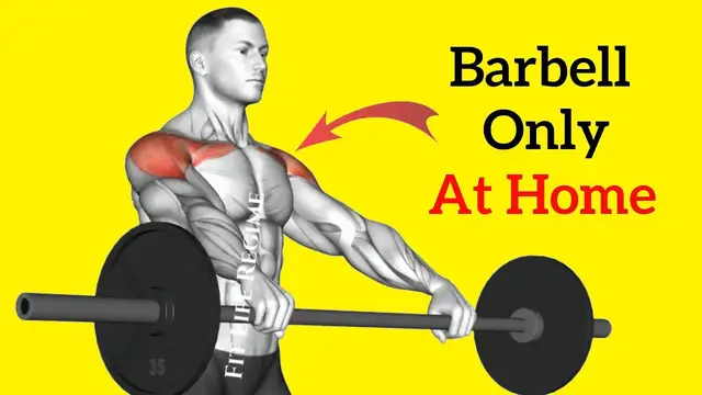Video thumbnail for 7 Best BARBELL ONLY SHOULDER EXERCISES At Home Without Bench
