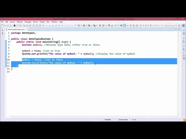 'Video thumbnail for Java Essentials - Boolean type data in java'