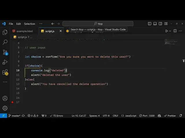 Video thumbnail for Javascript Popup Boxes API to Create Alert,Prompt and Confirm Dialogs For User Input in Browser