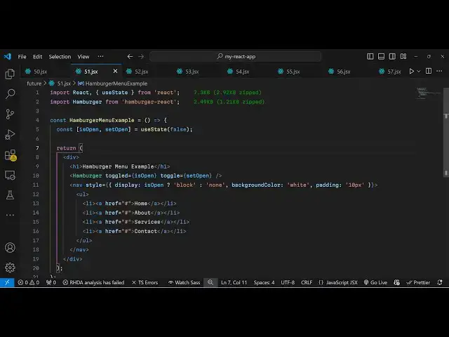 Video thumbnail for Build a React.js Project to Create Animated Responsive Hamburger Menu Buttons For Website in JSX
