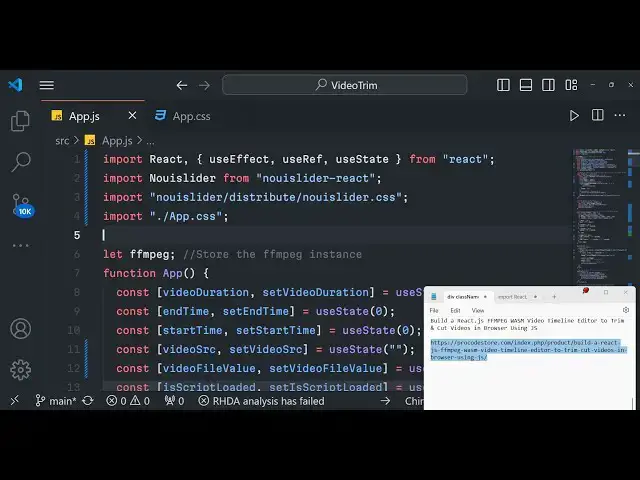 Video thumbnail for Build a React.js FFMPEG WASM Video Timeline Editor to Trim & Cut Videos in Browser Using JS