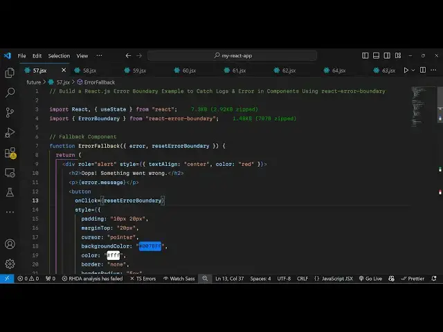 Video thumbnail for Build a React.js Error Boundary Example to Catch Logs & Error in Components Using JSX