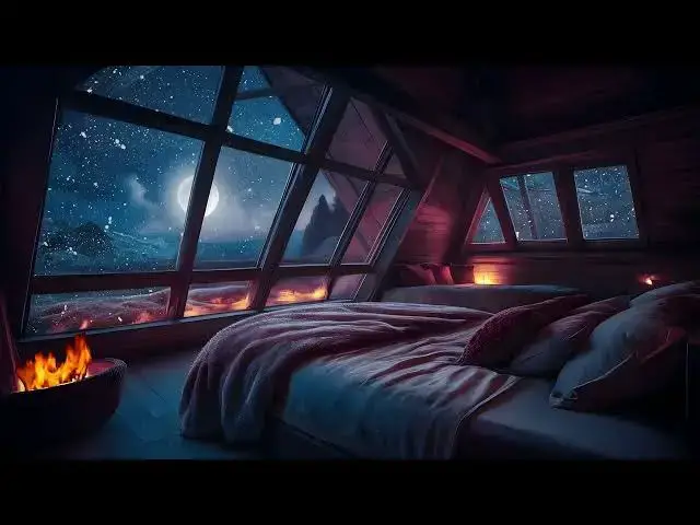 Video thumbnail for Embracing the Snowstorm Serenity in our Cozy Starlight Cabin! 🔥❄️ Let the Crackling Firewood