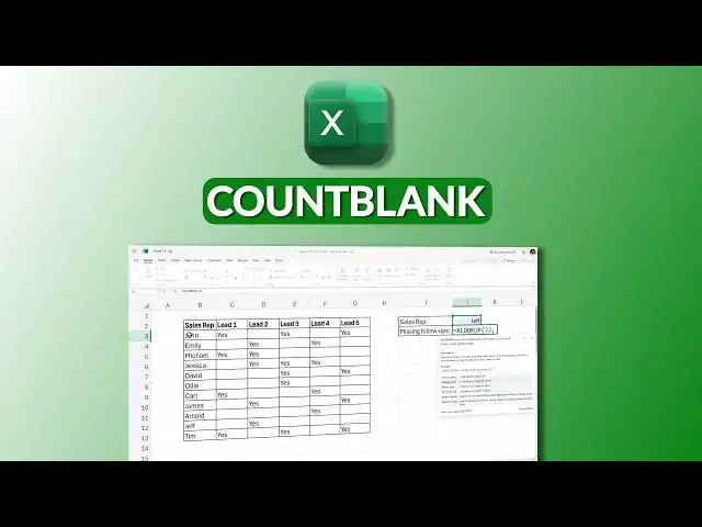 'Video thumbnail for Understanding COUNTBLANK Function in Excel | Handle Missing Data Like a Pro!'