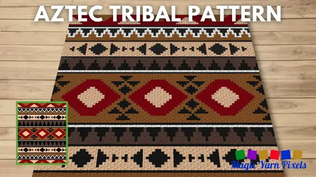 Video thumbnail for FREE GRAPH Aztec Tribal Pattern C2C & Tapestry Crochet Pattern | Magic Yarn Pixels