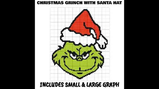 Video thumbnail for Christmas Grinch With Santa Hat C2C & Tapestry Crochet Pattern & Chart | Magic Yarn Pixels