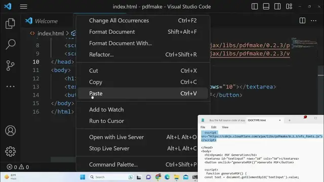 Video thumbnail for Javascript PDFMake.js Example to Generate PDF Document Using Dynamic Text inside Textarea in Browser