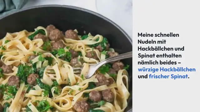 Video thumbnail for Nudeln mit Hackbällchen & Spinat