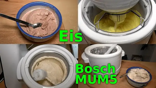 Video thumbnail for Test Eisbereiter Bosch MUM5: Bananen, Schoko, Vanille, Kirscheis