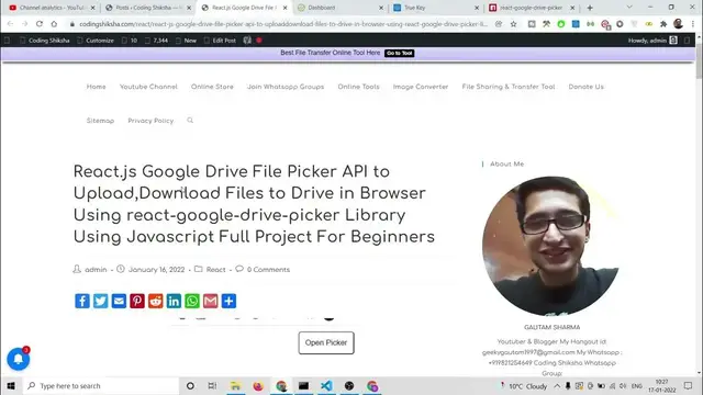 Video thumbnail for React.js Google Drive File Picker API to Upload,Download Files to Drive in Browser Using Javascript