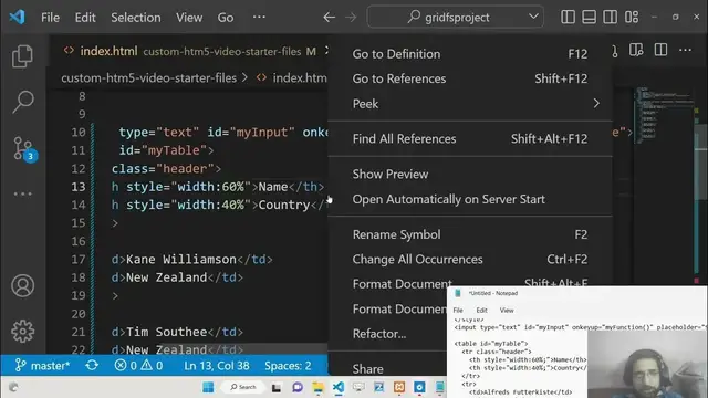 Video thumbnail for Javascript Project to Sort & Filter HTML5 Table Rows & Columns Data in Browser