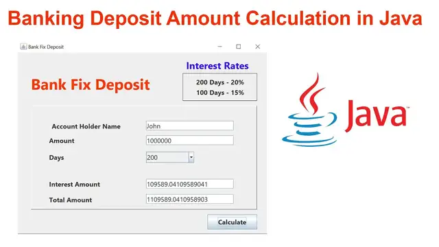 Video thumbnail for Banking Deposit Amount Calculation in Java
