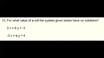 Video thumbnail for System of a 2 by 2 Linear Equations with Parameter - Grade 10