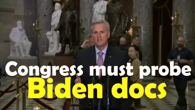 Video thumbnail for Congress must probe classified Biden docs: Speaker McCarthy on 'another faux pas by Biden admin'