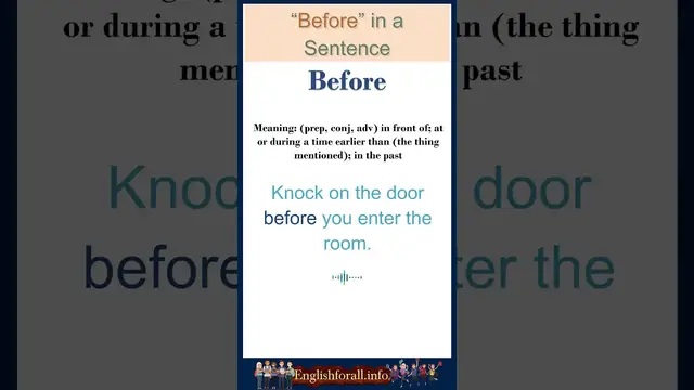 Video thumbnail for Before meaning | Before in a Sentence | Most common words in English #shorts