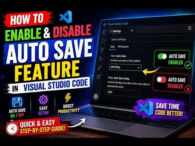 Video thumbnail for How to Enable & Disable Auto Save Feature in Visual Studio Code