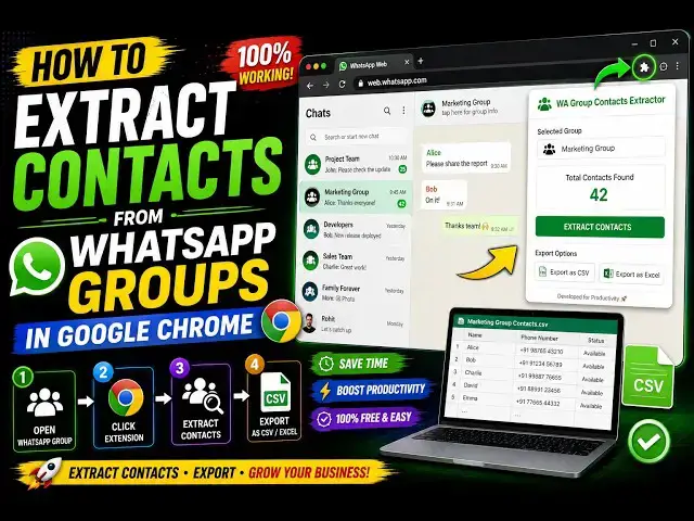 Video thumbnail for How to Extract Contacts from WhatsApp Groups in Google Chrome