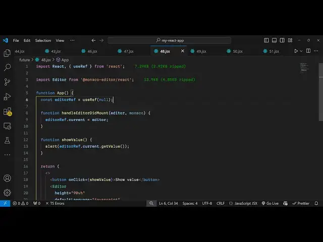 Video thumbnail for Build a React.js Monaco Code Syntax Highlighter Editor With Different Themes in Browser Using JSX