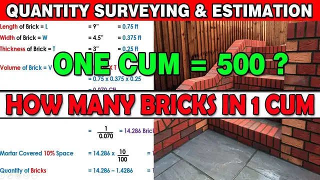 Video thumbnail for How Many Bricks in 1 Cubic Meter | Brick Calculation in Wall | Civil Engineering | Urdu/Hindi