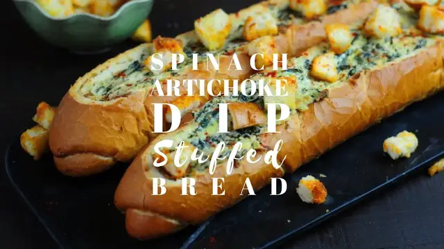 Video thumbnail for Spinach Artichoke Dip Stuffed Bread