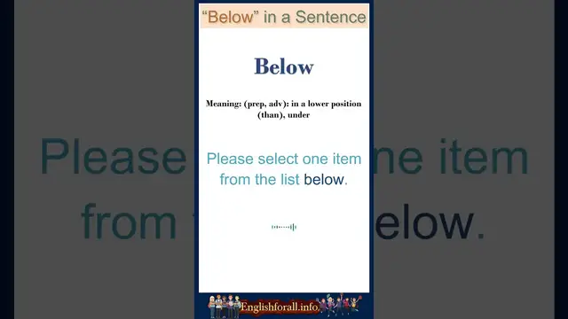 Video thumbnail for Below meaning | Below in a Sentence | Most common words in English #shorts