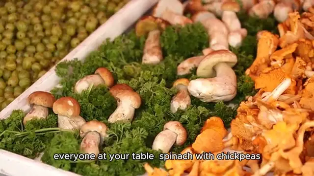 Video thumbnail for Spinach with chickpeas, pine nuts & raisins Recipe