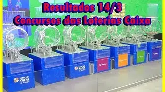 Video thumbnail for Mega-Sena, Quina, Lotofácil, Dupla Sena, Timemania, Dia da Sorte - Resultados (14/3) Loterias Caixa