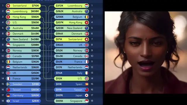 Video thumbnail for Top 20 Countries By Average Vs Median Wealth (2025)