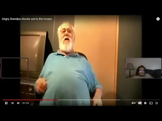 Video thumbnail for Angry Grandpa shouts out to the troops Reaction