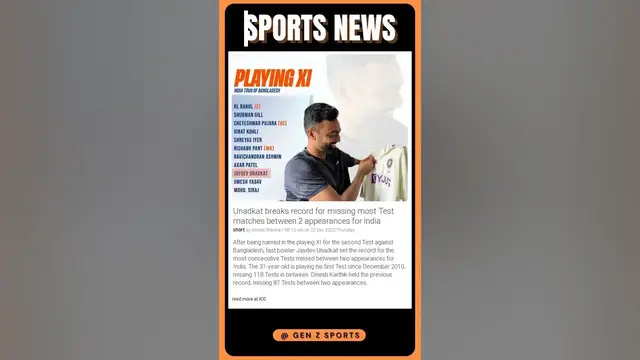 Video thumbnail for Rajasthan Royals' Jaydev Unadkat Sets Record: Missed Most Test Matches Between 2 Appearances!