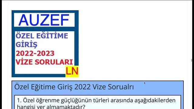 Video thumbnail for Özel Eğitime Giriş 2022 Vize Soruları