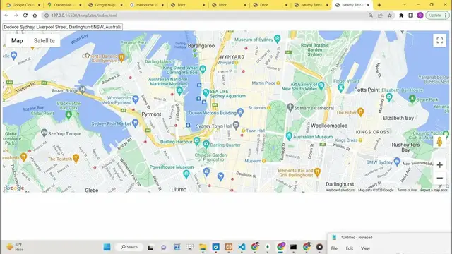 Video thumbnail for Javascript Google Places API Project to Plot Nearby Places on Maps Using Autocomplete Location