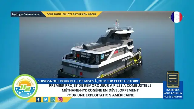 Video thumbnail for [French] First methane-hydrogen fuel cell tugboat project under development for US operation